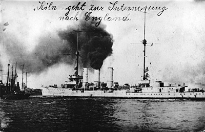 The SMS Cöln before her scuttling