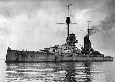 The SMS Kronprinz Wilhelm before her scuttling